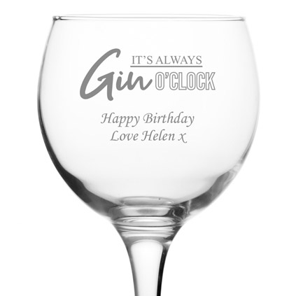Personalised Gin Glass - Gin O'Clock