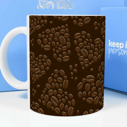 Personalised Mug - Coffee Bean Heart And Initial