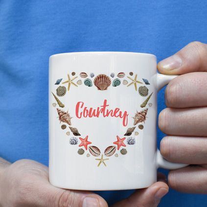 Personalised Mug - Seashell Heart