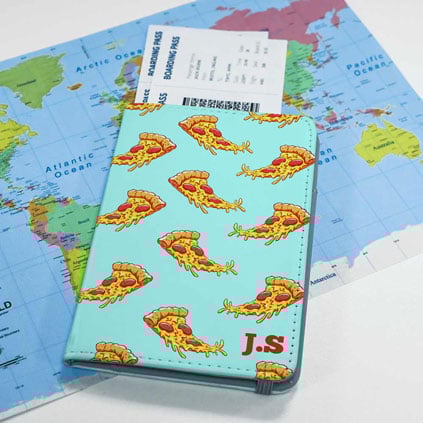 Personalised Passport Holder - Pizza Pattern