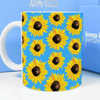 Personalised Mug - Sunflowers With Initial