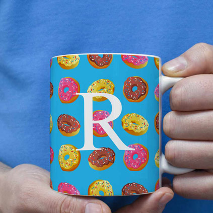 Personalised Mug - Doughnuts With Initial