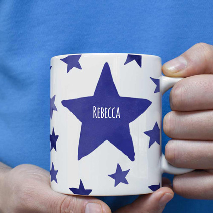 Personalised Mug - Blue Stars Any Name