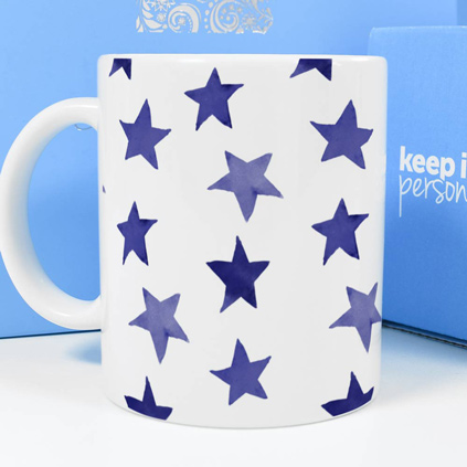 Personalised Mug - Blue Stars Any Name