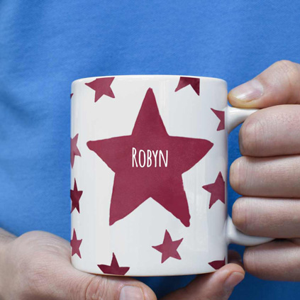 Personalised Mug - Red Stars Any Name