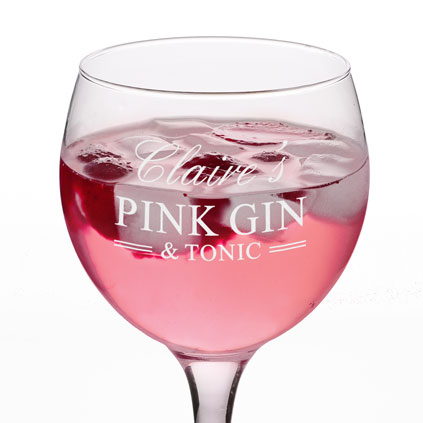 Personalised Gin Glass - Pink Gin And Tonic