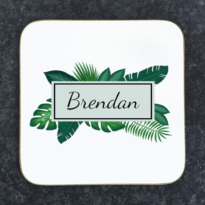 Personalised Coaster - Tropical Leaves Any Name