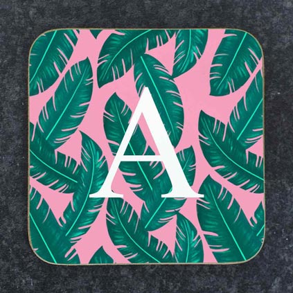 Personalised Coaster - Leaf Pattern