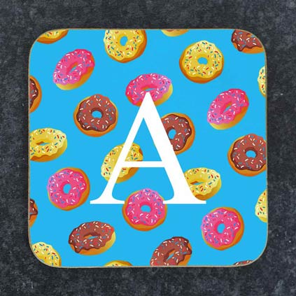 Personalised Coaster - Doughnuts And Initial