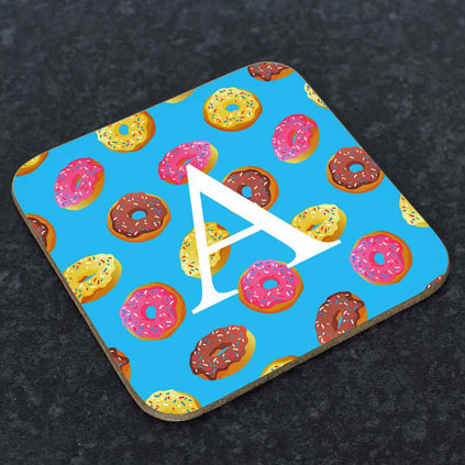 Personalised Coaster - Doughnuts And Initial