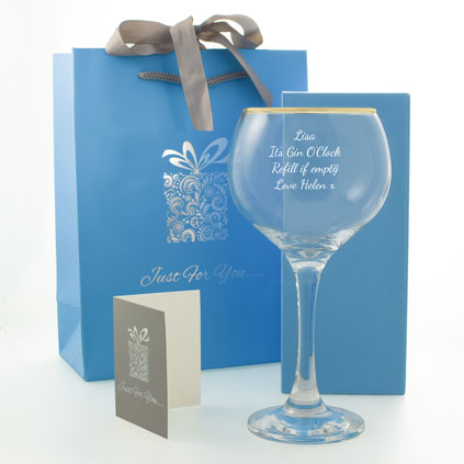 Personalised Gold Banded Gin Glass