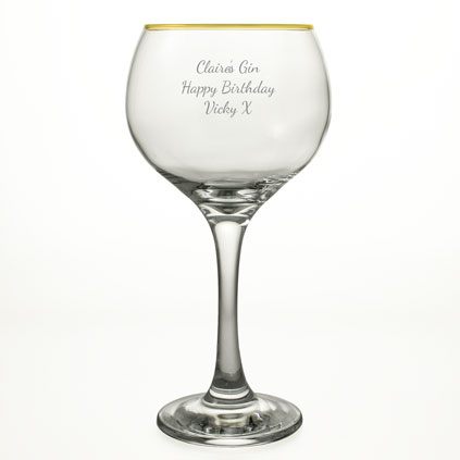 Personalised Gold Banded Gin Glass