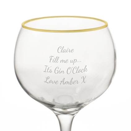 Personalised Gold Banded Gin Glass