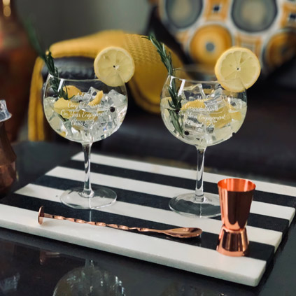 Personalised Gin Cocktail Gift Set With Rose Gold Jigger & Cocktail Spoon