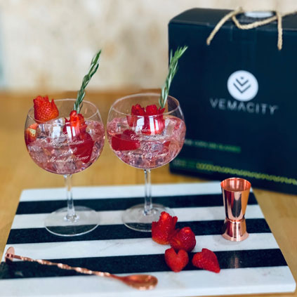 Personalised Gin Cocktail Gift Set With Rose Gold Jigger & Cocktail Spoon