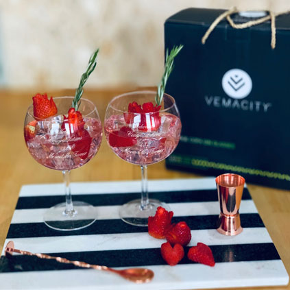 Personalised Gin Cocktail Gift Set With Rose Gold Jigger & Cocktail Spoon