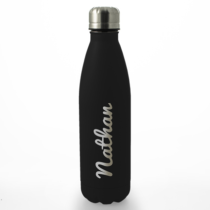 Personalised Engraved Water Bottle 500ml - Black Any Name