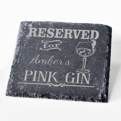 Personalised Pink Gin Slate Coaster