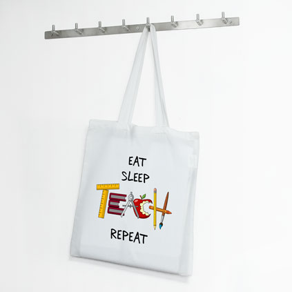 Eat Sleep Teach Repeat Teachers Tote Bag