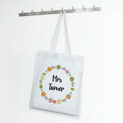 Personalised Tote Bag - Floral Teacher Design