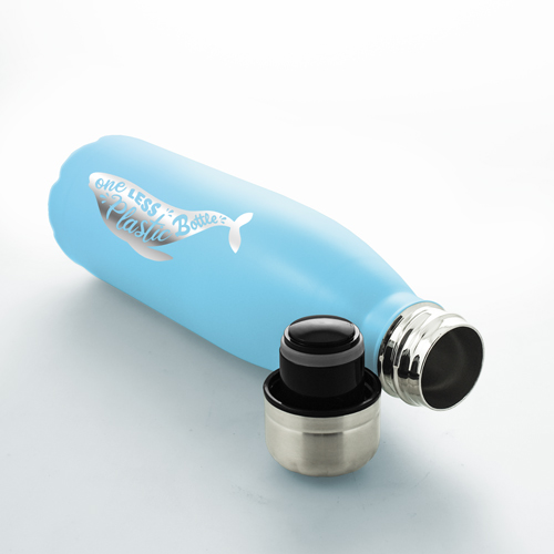 Blue Stainless Steel Bottle 500ml - One Less Plastic Bottle