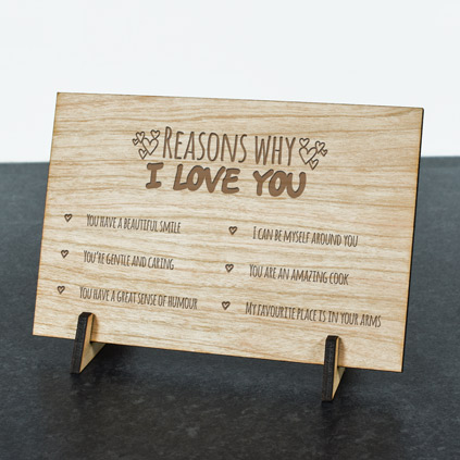 Personalised Wooden Postcard - Reasons Why I Love You