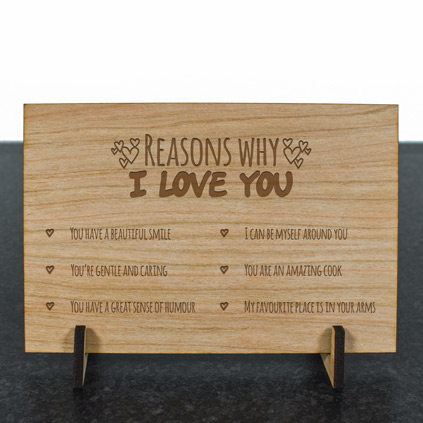 Personalised Wooden Postcard - Reasons Why I Love You