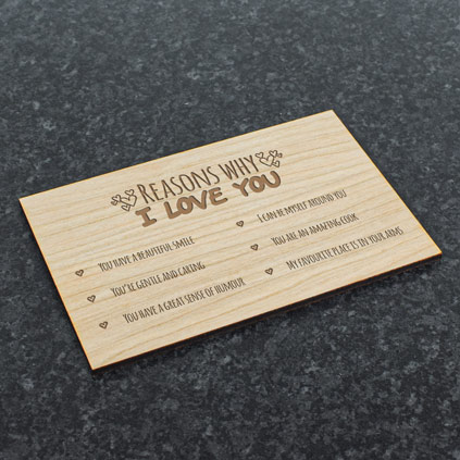 Personalised Wooden Postcard - Reasons Why I Love You
