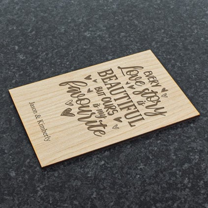 Personalised Wooden Postcard - Love Story