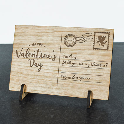 Personalised Wooden Postcard - Valentine's Day