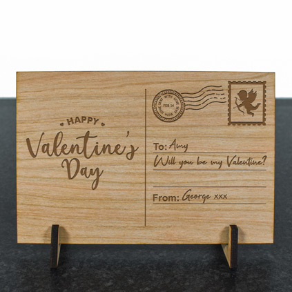 Personalised Wooden Postcard - Valentine's Day