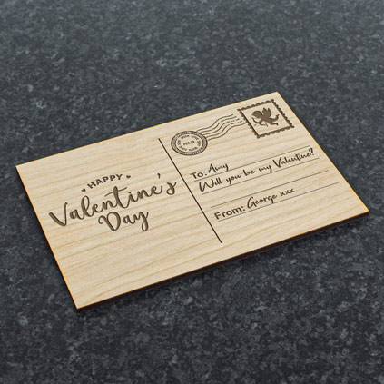 Personalised Wooden Postcard - Valentine's Day