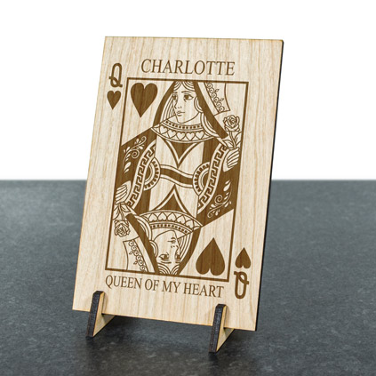 Personalised Wooden Postcard - Queen Of My Heart