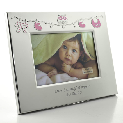 Personalised Baby Clothes Silver Frame - Pink