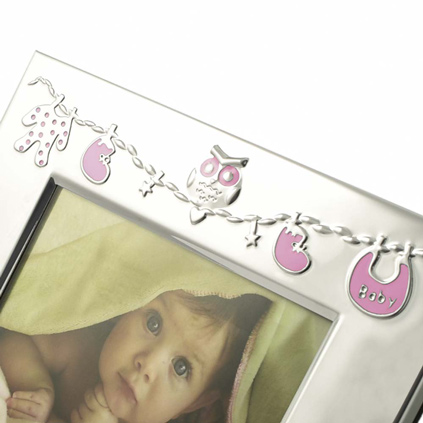 Personalised Baby Clothes Silver Frame - Pink