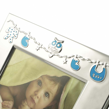 Personalised Baby Clothes Silver Frame - Blue