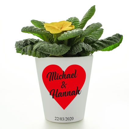 Personalised Flower Pot - Love Heart Any Names And Message