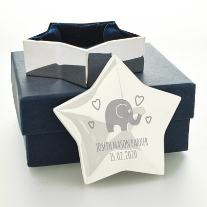 Personalised Baby Elephant Star Trinket Box