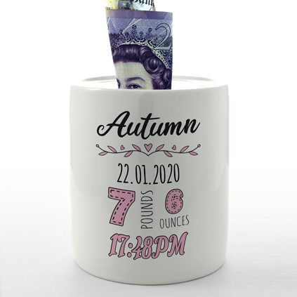 Personalised Money Box - New Arrival Pink