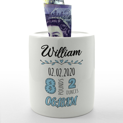 Personalised Money Box - New Arrival Blue
