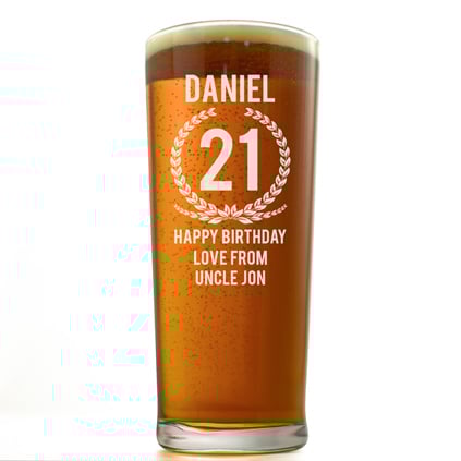 Personalised Pint Glass - 21st Birthday