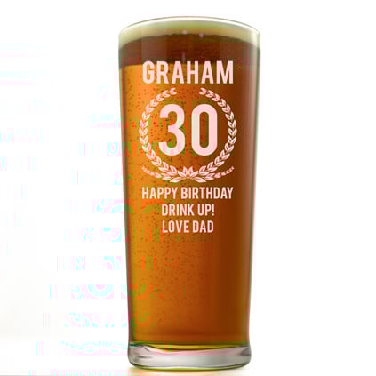 Personalised Pint Glass - 30th Birthday