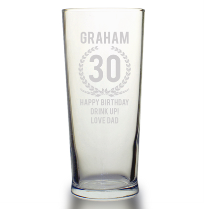 Personalised Pint Glass - 30th Birthday
