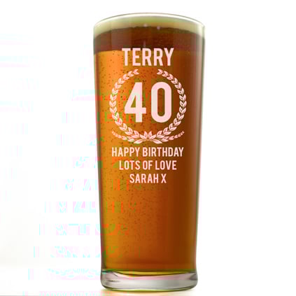Personalised Pint Glass - 40th Birthday