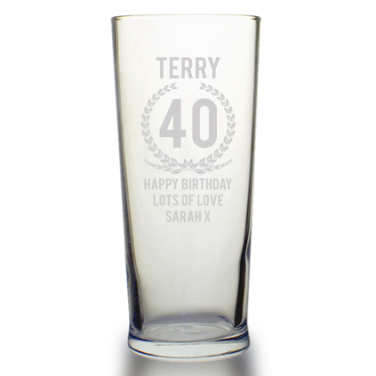 Personalised Pint Glass - 40th Birthday