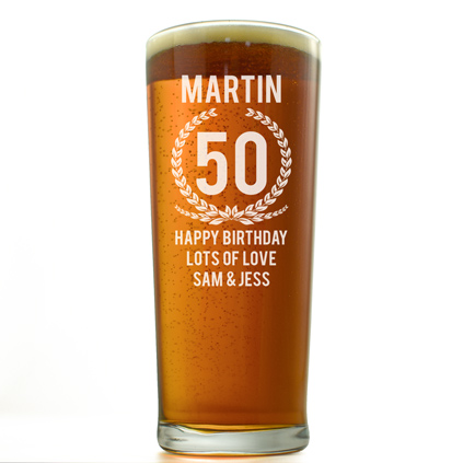 Personalised Pint Glass - 50th Birthday