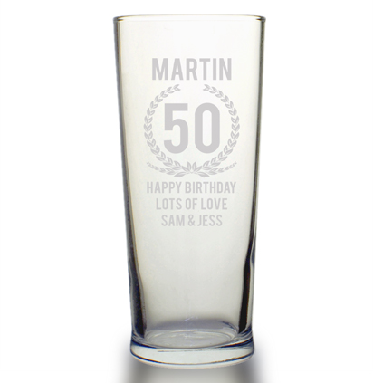 Personalised Pint Glass - 50th Birthday
