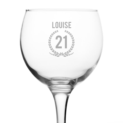 Personalised Gin Glass - 21st Birthday