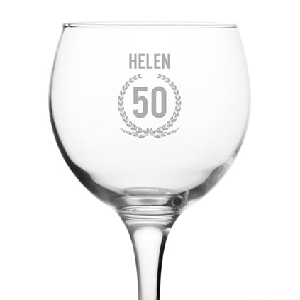 Personalised Gin Glass - 50th Birthday