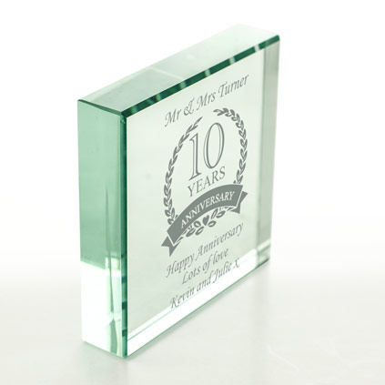 Personalised 10th Wedding Anniversary Glass Token